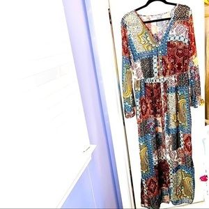 STILLETTOS TEAL MULTICOLOR PAISLEY MAXI DRESS